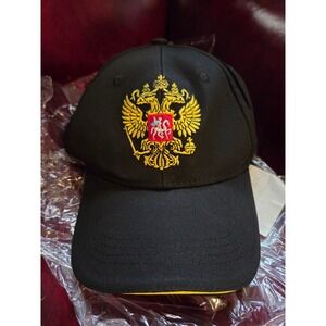 Mens Russia Double Headed Eagle Coat of Arms Black Baseball Cap Hat BQ562-black